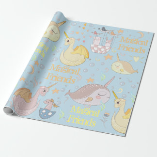 Narwhal pastellfärgad baby blue personlig för presentpapper