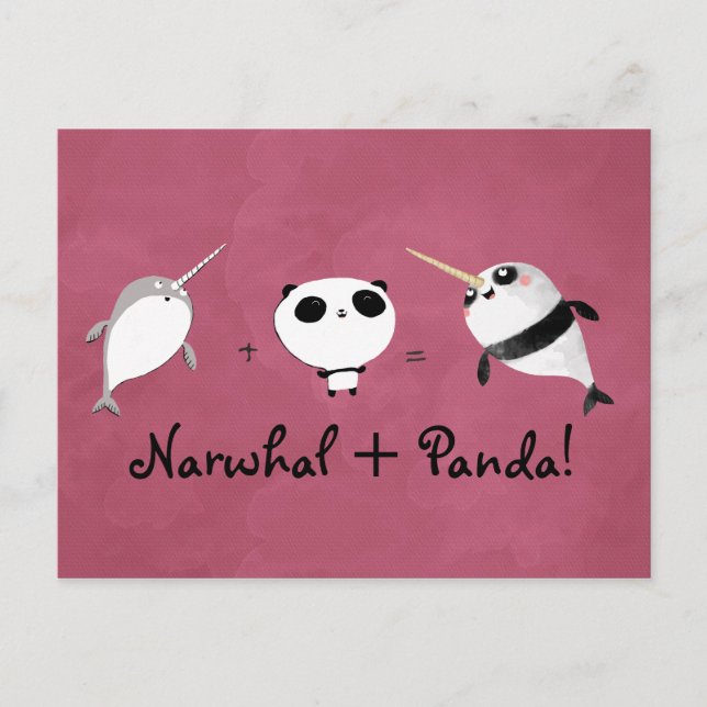 Narwhal plus Panda! Vykort (Framsida)