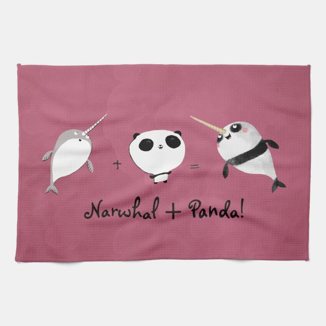 Narwhal plusPanda! Kökshandduk (Horisontell)