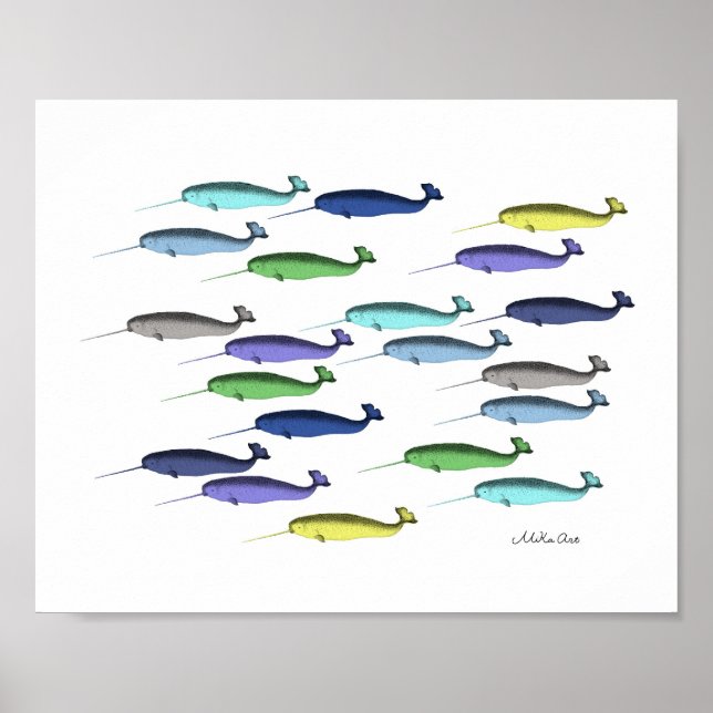Narwhal Poster Nautical Ocean Beach Wall Art Decor (Framsidan)