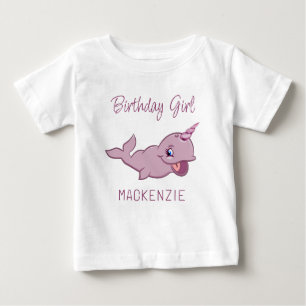 Narwhal Rosa   Girly Kawaii Chibi Tecknad Animal T Shirt
