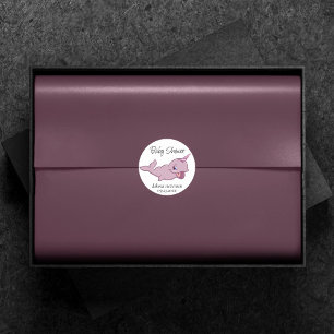 Narwhal Rosa Girly Kawaii Chibi Tecknad Shower Runt Klistermärke