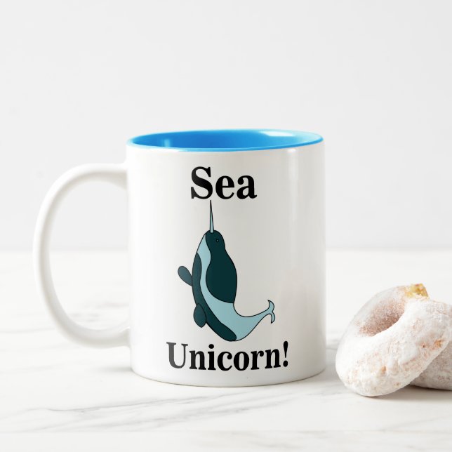 Narwhal Sea Unicorn Funny Två-Tonad Mugg (Med munk)
