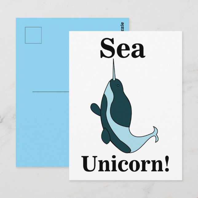 Narwhal Sea Unicorn Funny Vykort (Fram/baksida)