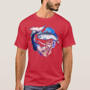 Narwhal Sjöjungfru Svan Design T Shirt
