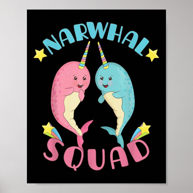 Narwhal Squad Cute Kawaii Narwhals Narwhale Poster (Framsidan)