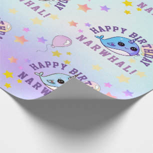 Narwhal Star Party Lila Blue Ombre Personlig Presentpapper