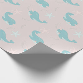 Narwhal & Starfish Mönster Ljus rosa Presentpapper