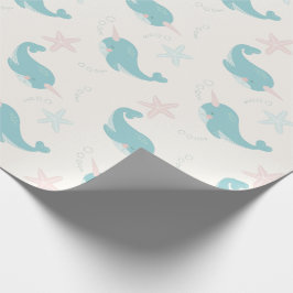 Narwhal & Starfish Mönster White Presentpapper