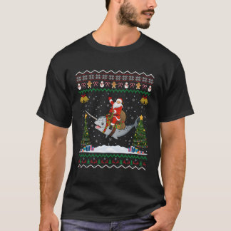 Narwhal Ugly Julafton Gift Santa Riding Narwhal Kr T Shirt