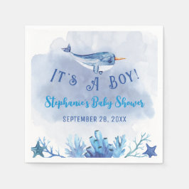 Narwhal under Sea Baby Shower Napkin Pappersservett