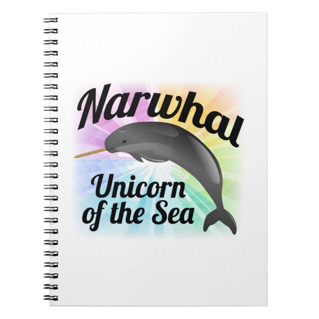 Narwhal Unicorn av havet, gullig regnbåge Anteckningsbok (Framsidan)