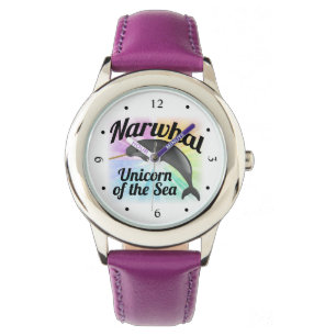 Narwhal Unicorn av havet, gullig regnbåge Armbandsur