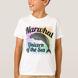 Narwhal Unicorn av havet, gullig regnbåge Tee Shirt