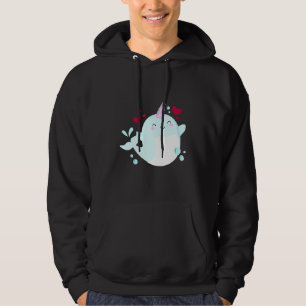 Narwhal Unicorn Kärlek Heart Narwhale Sea Animals Hoodie