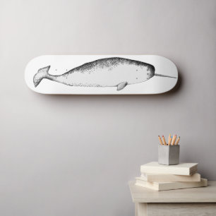 Narwhal Unicorn Magic Illustration Whale Art Mini Skateboard Bräda 18,5 Cm