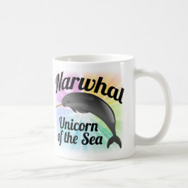 Narwhal Unicorn of the Sea, Cute Rainbow Kaffemugg