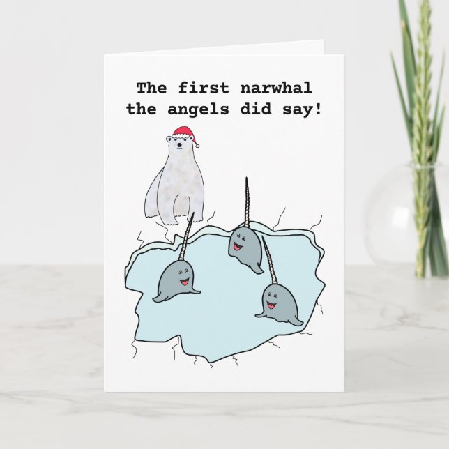 Narwhal valale puckel Helgdag Card Helgkort (Framsida)