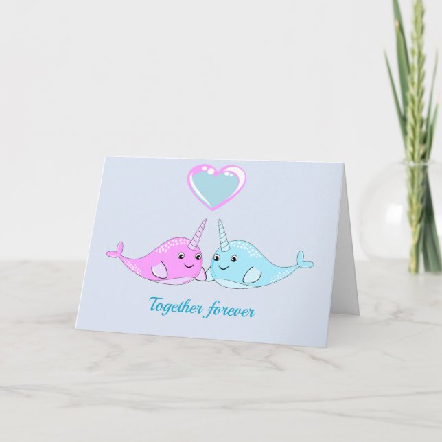 Narwhal Valentine-mappat gratulationskort Kort (Framsida)