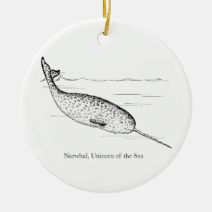 Narwhal Whale Unicorn of the Sea Julgransprydnad Keramik