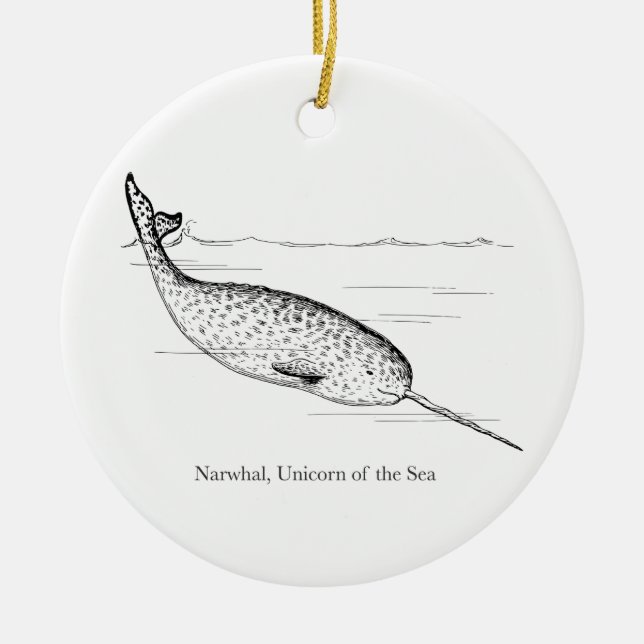 Narwhal Whale Unicorn of the Sea Julgransprydnad Keramik (Framsidan)