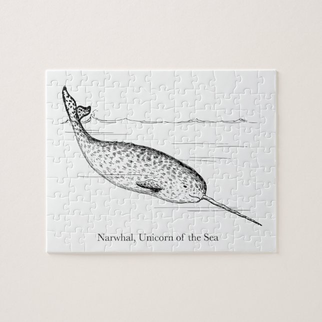 Narwhal Whale Unicorn of the Sea Pussel (Horisontell)