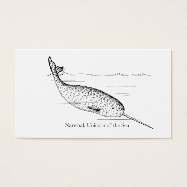 Narwhal Whale Unicorn of the Sea Visitkort (Framsidan)