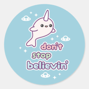 Narwhal with UFOs Runt Klistermärke