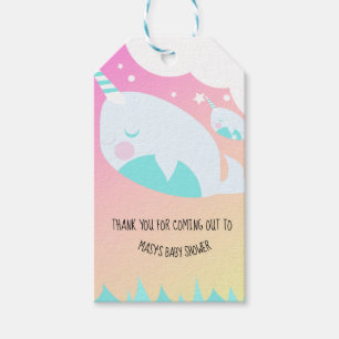 Narwhale Ombre Baby Shower Ombré Presentetikett