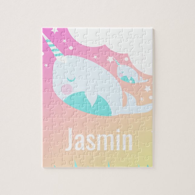 Narwhale Rainbow Gradient Magic Kids Pussel (Vertikal)