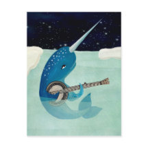 Narwhals Aquarelle - Narwhal Plays Banjo Card