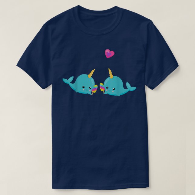 Narwhals Eating Rainbow Popsicles Unicorns of the T Shirt (Design framsida)