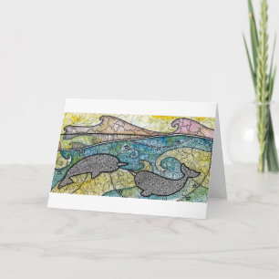 Narwhals Illustrated Greeting Card, tomt Kort