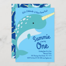 Narwhals Ocean 1:a födelsedagsinbjudan