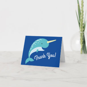 Narwhals Ocean Cute 1:a födelsedag Party Tema Kort