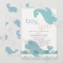 Narwhals on the Vinkarare Gender Reveal Call Inbjudningar