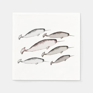 Narwhals Simma - Narwhal Whale Älskare Gift White Pappersservett