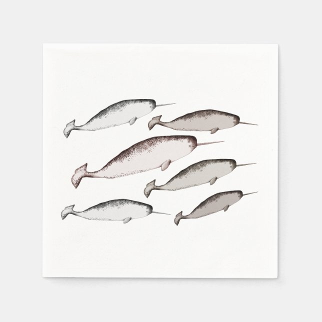 Narwhals Simma - Narwhal Whale Älskare Gift White Pappersservett (Framsidan)