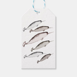Narwhals Simma - Narwhal Whale Älskare Gift White Presentetikett