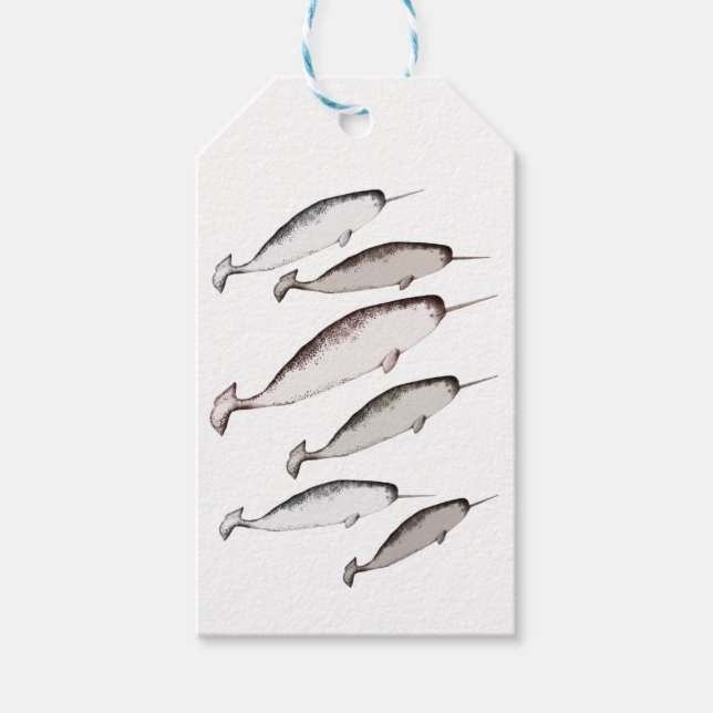 Narwhals Simma - Narwhal Whale Älskare Gift White Presentetikett (Framsidan)