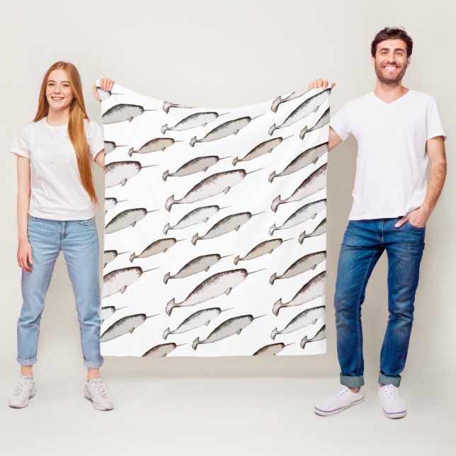 Narwhals Simma - Narwhal Whale Mönster Gift Fleecefilt (På plats)