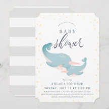 Narwhals Watercolor Grått Baby Shower