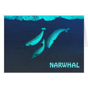 Narwhval under isen hälsningskort