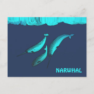 Narwhval under isen vykort