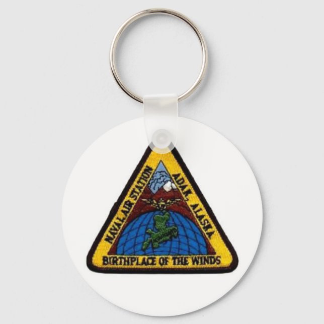 NAS Adak, Alaska White Keychain Nyckelring (Framsida)