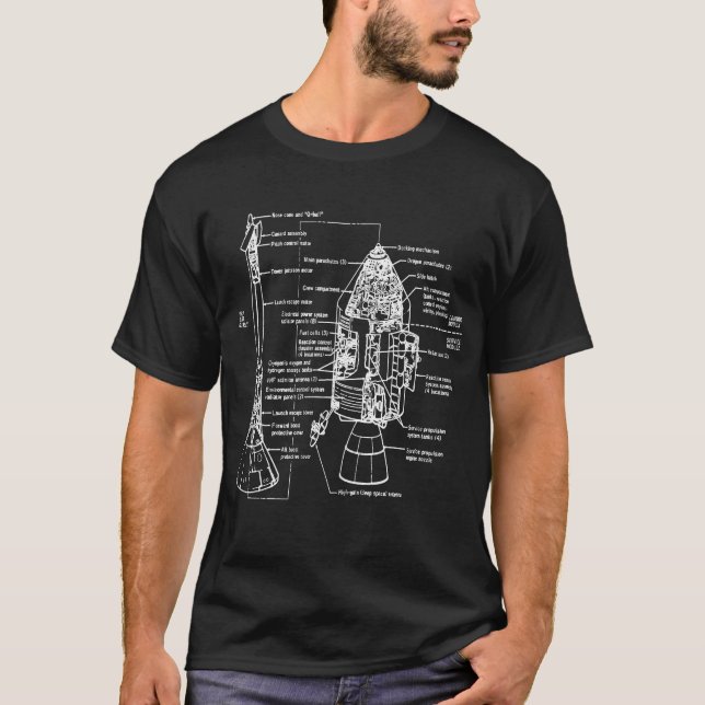 NASA Apollo 11 befaller den schematiska tjänste- T Shirt (Framsida)
