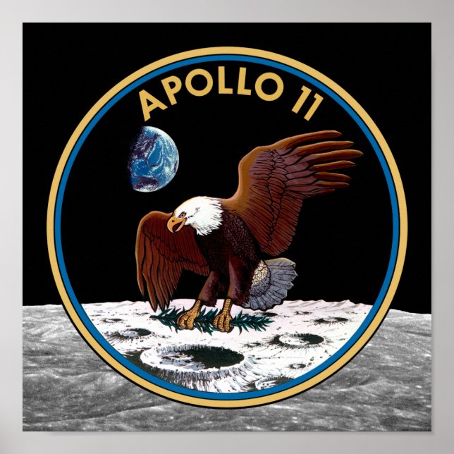 NASA Apollo 11 Måne Landing Lunar Patch Insignia Poster (Framsidan)
