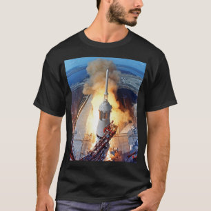 NASA Apollo 11 Måne Landing Rocket Launch T Shirt