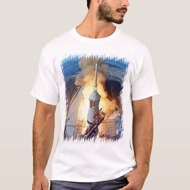 NASA Apollo 11 Måne Landing Rocket Launch Tee Shirt (Framsida)