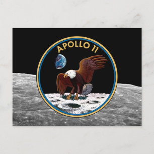 NASA Apollo 11 månlandning Lunar Patch Insignia Vykort